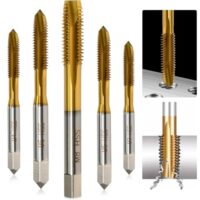 Gewindeschneider Bit Set mit 5 verschiedenen Größen (M3, M4, M5, M6, M8) für präzise und saubere Gewinde zu schneiden in Metall, Kunststoff oder Hartholz.