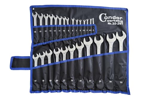Gabel-Ringschlüssel-Satz, Chrom-Vanadium-Stahl verchromt, 4-32 mm, Maulschlüssel Satz Ratschenschlüssel Set für Werkstatt und Heimwerker