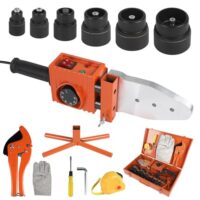 Muffenschweißgerät mit 2000W Leistung für Kunststoffrohre, Temperaturregelung von 0–300°C, PPR Rohr Schweißgerät mit 6 Heizbuchsen und Stahlkoffer