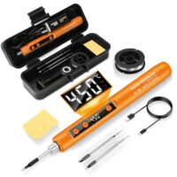 Daakro 2-in-1 Akku Lötkolben Set, mit einstellbarer Temperatur von 180-450°C, LED-Anzeige und USB-aufladbarem Lötkolben, inkl. Werkzeugkasten und 3 Lötspitzen