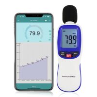 Ein kabelloses Dezibel-Messgerät mit Bluetooth-Funktion, das Schalldruckpegel von 30 bis 130 dBA genau misst und eine hohe Genauigkeit bietet.