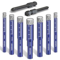 Diamantbohrer Fliesenbohrer Glasbohrer Set mit 6mm, 8mm, 10mm und 12mm Hartmetallbohrern sowie einem 6mm Diamantbohrer für professionelle Handwerker und Hobbytäter geeignet