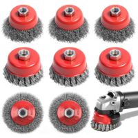 8 Stück Drahtbürste für Winkelschleifer, 75mm Topfbürste & 100mm Scheibenbürste - Set für Reinigen und Entrosten