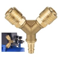 Druckluftverteiler mit 2-Wege-Schnellkupplung, Kompressorschlauch, Druckluft-Schnellkupplungen mit 1/4-Zoll-Anschlüssen aus rostfreiem Messing