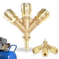 Druckluftweiche mit 3 Kupplungen, Druckluftkupplung Messing, Luftverteiler für anspruchsvolle Anwendungen