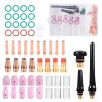 Umfassendes Schweißzubehör-Set für WIG-Schweißgerät WP-17/18/26, enthält Keramikdüsen, Pyrex-Glasbecher und weitere Verschleißteile