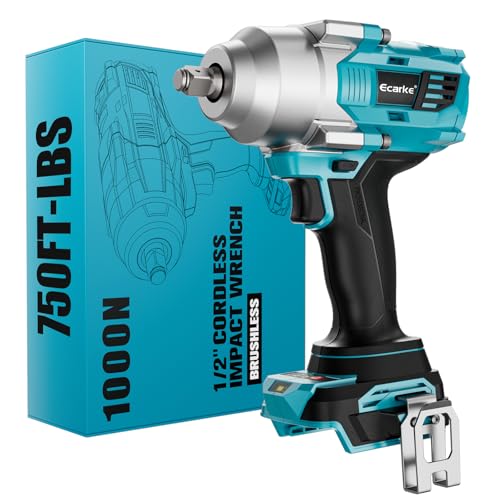 Ecarke 1200Nm Akku-Schlagschrauber, kompatibel mit Ma-kita 18V Lithium, bürstenloser 1/2 Zoll Schlagschrauber mit LED-Licht für Radmuttern, Gerüstbau & Kfz-Wartung