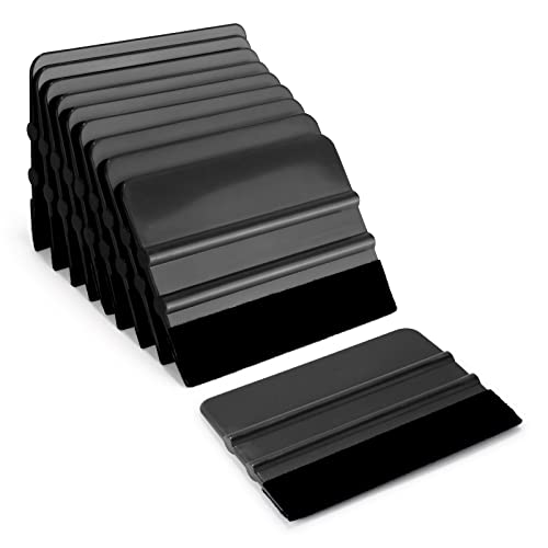 Folierungs Werkzeug Set aus 10 Stücken mit Filzkante für hochwertige Autofolierung und mehr, 4 Zoll Schwarz