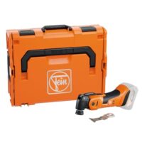 Multifunktionales Werkzeug aus Orange und schwarz mit StarlockMax-Anschluss und E-Cut-Sägeblatt, ideal für Holzbearbeitung, Kunststoffbearbeitung und Metallbearbeitung