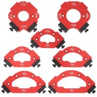 Eckradius-Schablone für präzise Aussenhöhlen und Innenradien, 18 verschiedene Radiuswinkel von R10 bis R60 aus Aluminiumlegierung, ideal für Holzbearbeitung