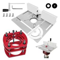 Hochwertiges Frästisch für Oberfräse Einlegeplatte Set mit robuster Konstruktion aus Aluminiumlegierung, ideal für Kantenbeschneiden, Entgraten und Holzbearbeitung.
