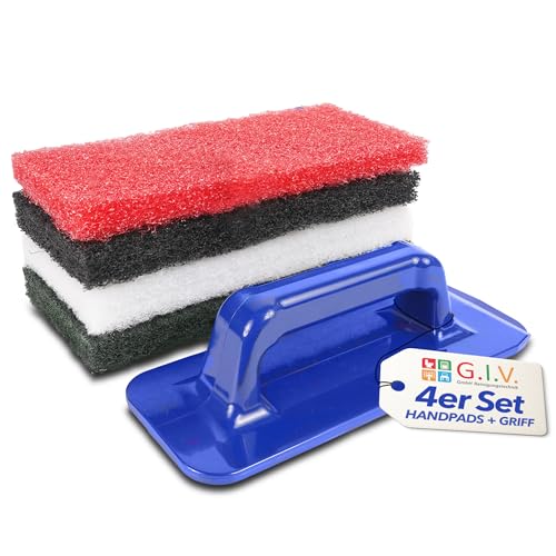 G.I.V. Handpadhalter mit Griff für Rand-, Ecken- und Kantenreinigung, geeignet für alle Boden- und Oberflächen (24 x 9,5cm)