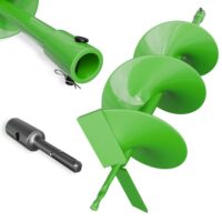 Ergänzer für Gartenarbeiten, Bohrer 200mm×800mm mit Sicherungsbolzen & Adapter, Erdbohrer für Pfahlbohrer Brunnenbohrer Aushubarbeiten Zaunbau und Gartenwerkzeuge