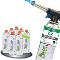 GREEN CAMP Gasbrenner mit Kartusche 227g - Schweißbrenner max. 1300°C Temperatur - Lötlampe mit Piezozündung - Bunsenbrenner für die Küche