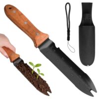 Robustes Hainue Hori Hori Gartenmesser aus Edelstahl mit Oxford-Stoffscheide für Outdoor-Aktivitäten und Gartenarbeit