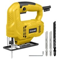 Pendelhubsäge Inequalit 400W mit variabler Geschwindigkeit, 45° verstellbarer Gehrungsschnitt und Sicherheitsverriegelung - inkl. 3 Sägeblättern für Holz, Metall und PVC