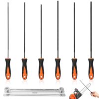 Umfangreiches Feilen-Set für Kettensäge, 6 verschiedene Größen von Rundfeilen, ideal für verschiedene Kettenarten und unterschiedliche Schärfanforderungen.