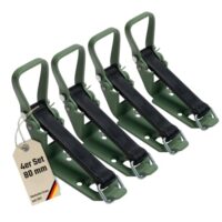 LOADCARE Verschlusslager Schaufelhalter Spatenhalter Axthalter Besenhalter Spannverschluss Geräterhalterung Garten 4 Stück 80 mm olivgrün