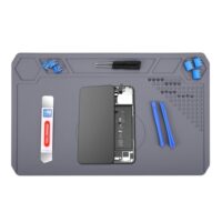 Reparatur- und Lötmatte Silikon 35 x 22 cm - Silikonmatte Hitzebeständig bis 500°C für Elektronikreparaturen und Werkstattarbeiten, grau