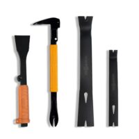 Manufore 4-teiliges Profi Brechstangen- & Nageleisen-Set in Orange - 12" & 7,5" Flachmeißel, 12" Nageleisen mit Hammerkopf & Softgriff, 9" Meißel
