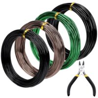 Eloxiertes Aluminiumdraht mit Drahtschneider für Bonsai Zweige und Stämme, 5mm 1,5mm 2mm Aluminium Bonsai Draht Kit, ideal für Bonsai-Einsteher und erfahrene Trainer