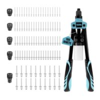 Professionelles Meiwaltee Nietenzange Set für Blindnieten, 6,4mm und 2,4mm Nieten, 5 auswechselbare Mundstücke, Ergonomische Handnietzange, geeignet für Automobil- und Möbel-Reparatur