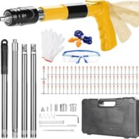 Bolzensetzgerät Set mit Verlängerungsstange und 120 Nägeln für Beton, Stahl, Drehbarer Kopf für Deckenmontage, Elektro- und Rohrinstallation