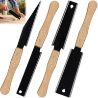 Japansäge Set für Holzbearbeitung, 4 Stück, Zweischneidig Zugsäge, SK5 Klinge und Holzgriff, Präzise Schnitte für DIY Möbelbau