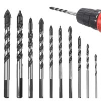 Professionelles Fliesenbohrer Set mit 10 Wolframkarbid Bohrern in verschiedenen Größen für Keramik, Glas, Beton, Kunststoff und Porzellan.