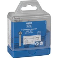 Professionelles Werkzeug für die Bearbeitung von Metallteilen, PFERD TOOLS HSS-E Co5 Kegel-Entgratsenker-Set, 90°, Ø 6,3-16,5 mm, DIN 335 C