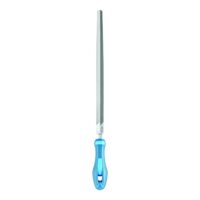 Werkstattfeile Dreikant von PFERD Tools, 200mm lang, dreieckige Form, spitz zulaufende Feile, Kreuzhieb H2 auf drei Seiten, Ergonomie-Feilenheft, universell für Schrupp- und Schlichtarbeiten geeignet
