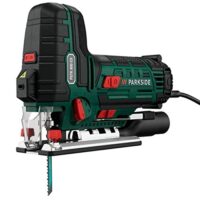 Elektrische Pendelsäge für Holz und Metall, 800 Watt, vier Klingen, Laser- und LED-Arbeitslicht