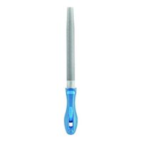Werkstattfeile mit halbrunder Spitze und Kreuzhieb H3 auf beiden Seiten, inkl. Ergonomie-Feilenheft, für Feinbearbeitung und Schlichten geeignet