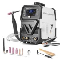 STAHLWERK Schutzgasschweißgerät AC/DC WIG 200 Puls Pro Digital - Kombi-Inverter mit 200 A, MMA-Funktion (E-Hand/ARC), Puls- & Spot-Funktion, Jobspeicher, Hotstart, Anti-Stick, für Alu & Dünnblech