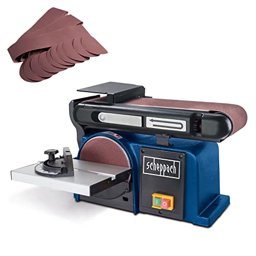 Bandschleifer Scheppach BTS800 mit integrierter Absaugung und 12-teiligem Schleifset für effizientes Schleifen von Flächen