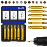 Schraubenausdreher Set 6 Stück, Hergestellt aus HSS 4341, Beschädigte Schraube Entferner Extraktor Set, Extraktor zum Entfernen fester und beschädigter Schrauben, Gold