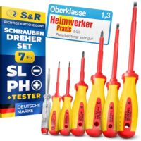 Professionelles Schraubendreher Set mit 7 Teilen, VDE geprüft, ideal für Elektro und Elektriker