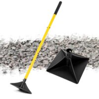20cm x 20cm Stahlstampfer zum Verdichten von Erde, Boden, Kies und Asphalt, robustes Handwerkzeug mit ergonomischem Design und gummiertem Komfortgriff.