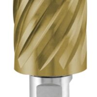 Hochwertiger HSS-Kernbohrer mit Titan-Nitrid-Beschichtung für professionelle Anwendungen, lange Standzeit und präzise Bohrungen, Weldon-Schaft und perfekt für Magnetbohrmaschinen und Metalle geeignet.