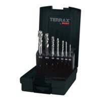 Maschinengewindebohrer-Satz mit 7 verschiedenen Drill-Bits in einer Kunststoffkassette für Metall- und Holzbohren, TERRAX by RUKO