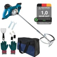 Betonmischer mit hoher Leistung, 2400W Rührwerk, 6 Gang, Maximaldrehzahl 1200 Umdrehungen pro Minute, Elektrischer Betonmischer, Quirl Mörtelrührer mit Aufbewahrungstasche