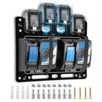 Wandhalterung für Makita 14,4 V/18 V, vier Akkus, zwei Bohrschrauber und DC18RC/DC18RD Ladegerät, Metall Wandmontage, Ordnung in Werkstatt & Garage