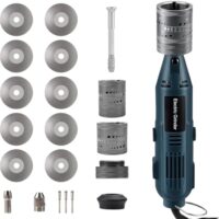 Wolfram Elektrodenschärfer-Set für WIG-Schweißen, 180W WIG Rotations Schleifgerät mit 10 Schleifscheiben, 6 Größen 8 Winkel-Schleifkopf, Wolfram-Nadelgreifer und 3 CNC-Dornen