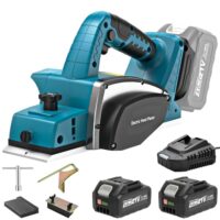 Elektro Hobelmaschine für die Holzbearbeitung, Akku Hobel mit 2×4.0Ah Akku und 82 mm Schnittbreite