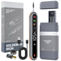 Kabelloser USB-C Lötkolben mit 1400 mAh Akku, Temperatur Einstellbar 180–450 °C, 3 Lötspitzen für Elektronik und DIY