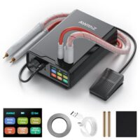Akku-Punktschweißgerät AWithZ 9000W, hochleistungsfaühes Werkzeug für DIY-Akkupack-Produktion mit Drehknopfbedienung und Fußpedalmodus.