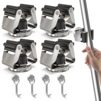 Magnetische Besenhalter aus Edelstahl, 4 Stück, für Gartengeräte und Küche, Badezimmer, Garage und Zuhause, silber