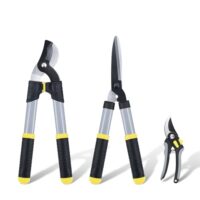 Praktisches 3-teiliges Gartenscheren-Set mit Bypass-Astschneider, Heckenschere und Gartenschere für die Pflege von Bäumen und Sträuchern mit Softgriff.