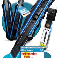 3 x Cuttermesser Profi Set 18mm mit extra scharfen SK5 Carbonstahl Klingen - professionelle Ergebnisse bei der Teppichbearbeitung