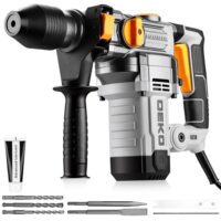Hochleistungs-Bohrhammer mit 3 Funktionen, 1500W Motor, 5,5J Schlagenergie, Anti-Vibrationsgriff und Zubehör für Beton, Stahl und Holz